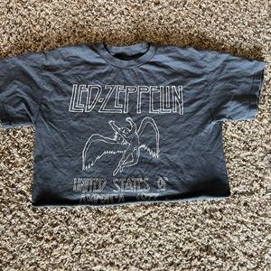 BRANDY MELVILLE CROPPED GRAY/BLUE LED ZEPPELIN VINTAGE STYLE BAND TEE